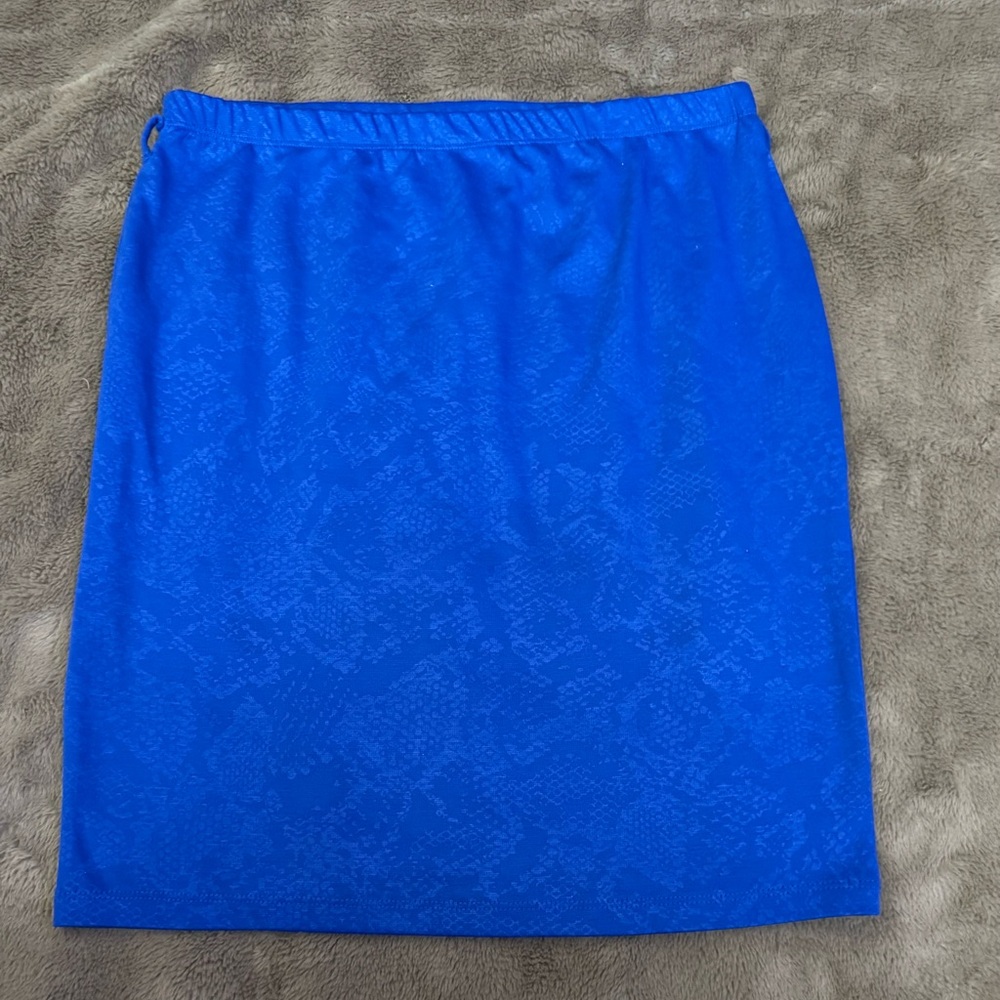 Women's Electric Blue Pencil Skirt with Subtle Jacquard Texture